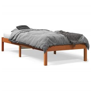 vidaXL Massivholzbett ohne Matratze Wachsbraun 90x190 cm Kiefernholz