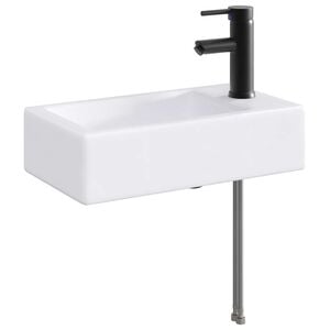 vidaXL Waschbecken mit Wasserhahn und Abfluss Matt Schwarz