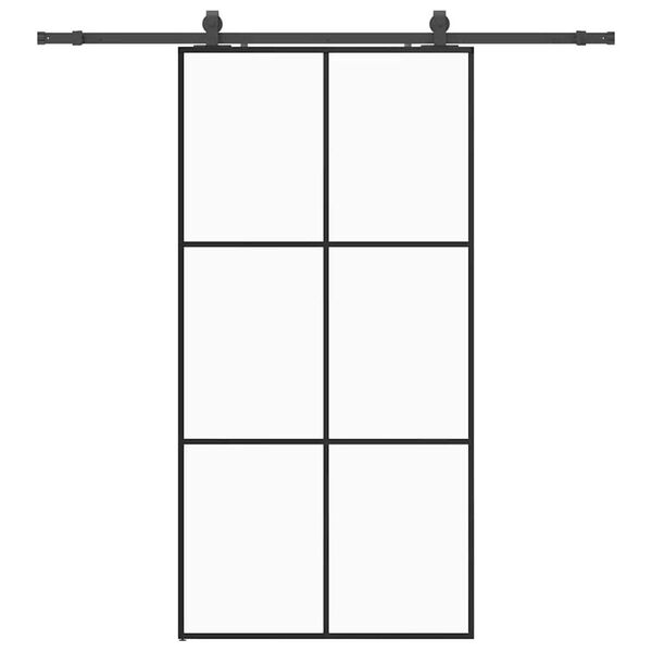 vidaXL Schiebetür mit Beschlag Schwarz 102x205 cm ESG-Glas