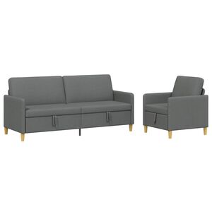 vidaXL Sofa Set mit Stauraum 2 stk. Dunkelgrau Polyester