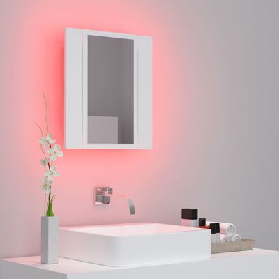 vidaXL LED-Bad-Spiegelschrank Weiß 40x12x45 cm Acryl