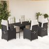 vidaXL 7-tlg. Garten-Essgruppe mit Kissen Schwarz Poly Rattan