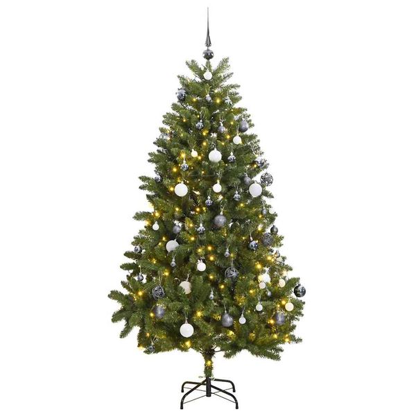 vidaXL Künstlicher Weihnachtsbaum Klappbar 300 LEDs & Kugeln 270 cm