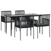 vidaXL 5-tlg. Garten-Essgruppe mit Kissen Schwarz Poly Rattan & Stahl