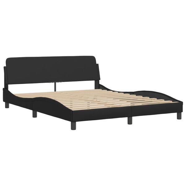 vidaXL Bett "Viana" mit Matratze Schwarz 160x200 cm Kunstleder