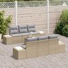 vidaXL Sofa Set mit Kissen 7 pcs Beige Poly Rattan