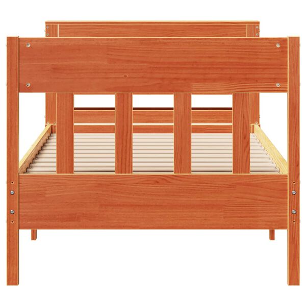 vidaXL Massivholzbett ohne Matratze Wachsbraun 90x200 Kiefernholz