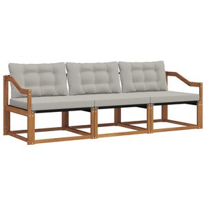vidaXL Outdoor-Sofagarnitur mit Kissen 3 pcs Nat&uuml;rlich und Hellgrau