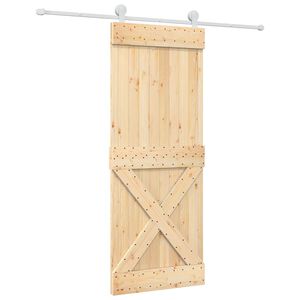 vidaXL Schiebet&uuml;r Nat&uuml;rlich und Wei&szlig; 80 x 210 cm Massivkiefer
