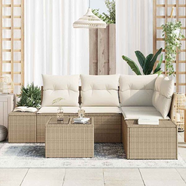 vidaXL Gartensofa-set 5 pcs Beige Poly-Rattan