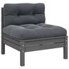 vidaXL 3-tlg. Garten-Lounge-Set mit Kissen Grau Kiefer Massivholz