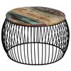 vidaXL Couchtisch Rund Altholz Massiv 68x37 cm