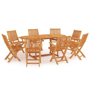 vidaXL 9-tlg. Garten-Essgruppe Massivholz Teak