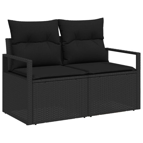 vidaXL Gartensofa-set mit Speicher 7 pcs Schwarz Poly-Rattan