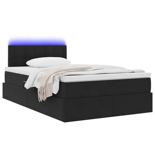 vidaXL Bett mit Stauraum und LED mit LED Schwarz 120 x 200 cm Samt