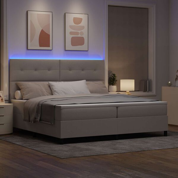 vidaXL Boxspringbett mit Matratze mit LED Taupe 200 x 200 cm Stoff