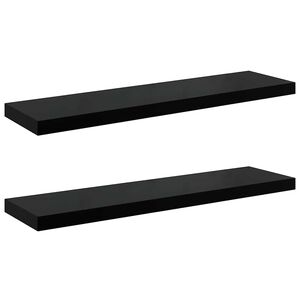 vidaXL Schweberegale 2 Stk. Hochglanz-Schwarz 90x23,5x3,8 cm MDF