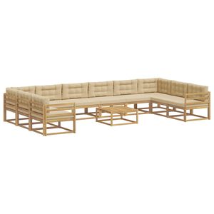 vidaXL Outdoor-Sofagarnitur 11 stk. Wei&szlig; und Beige