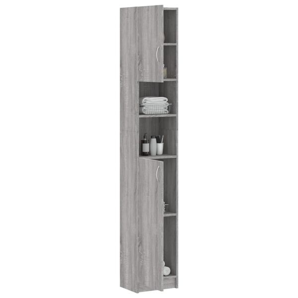 vidaXL Badezimmerschrank Grau Sonoma 32x25,5x190 cm Holzwerkstoff