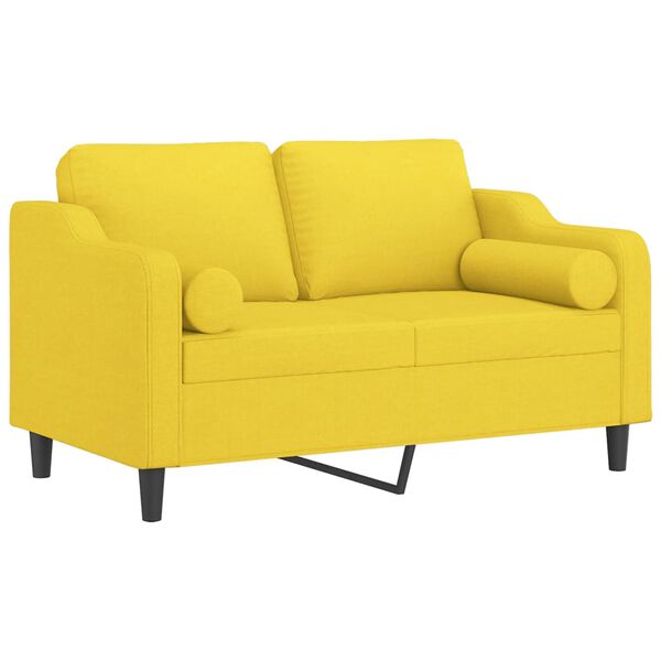vidaXL 2-Sitzer-Sofa mit Zierkissen Hellgelb 120 cm Stoff