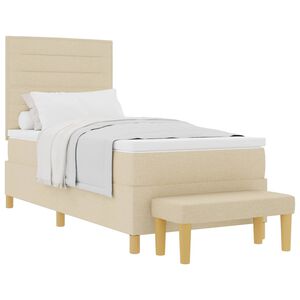 vidaXL Boxspringbett mit Matratze mit Kopfteil Creme 90 x 190 cm Stoff