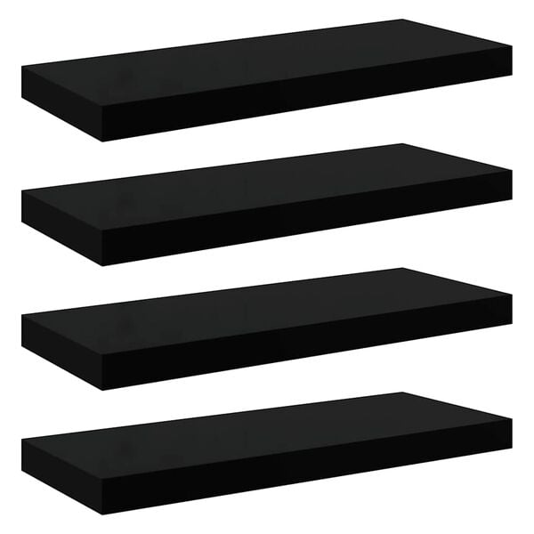 vidaXL Schweberegale 4 Stk. Hochglanz-Schwarz 60x23,5x3,8 cm MDF