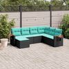vidaXL 7-tlg. Garten-Sofagarnitur mit Kissen Schwarz Poly Rattan