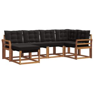 vidaXL Outdoor-Sofagarnitur 6 stk. Nat&uuml;rlich und Schwarz