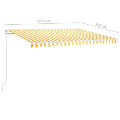vidaXL Markise Manuell Einziehbar mit LED 450x350 cm Gelb und Weiß