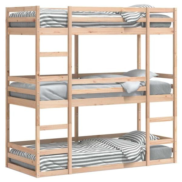 vidaXL Dreifach-Etagenbett 75x190 cm Massivholz Kiefer