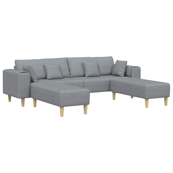 vidaXL Sofa mit Kissen 3 pcs Hellgrau Stoff