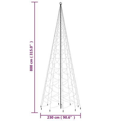vidaXL LED-Weihnachtsbaum mit Erdnägeln Mehrfarbig 3000 LEDs 800 cm