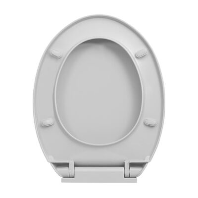 vidaXL Toilettensitz mit Absenkautomatik Quick-Release Hellgrau Oval