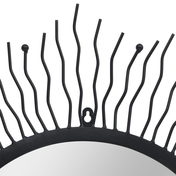 vidaXL Wandspiegel Sonnenform 80 cm Schwarz