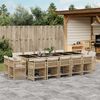 vidaXL 15-tlg. Garten-Essgruppe mit Kissen Beige Poly Rattan