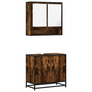 vidaXL 2-tlg. Badm&ouml;bel-Set R&auml;uchereiche Holzwerkstoff