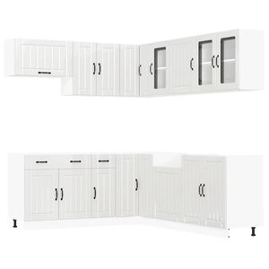 vidaXL 11-tlg. K&uuml;chenschrank-Set Lucca Hochglanz-Wei&szlig; Holzwerkstoff
