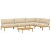 vidaXL Sofa Set mit Kissen Uni 5 pcs Beige Massivholz Akazie