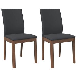 vidaXL Esszimmerst&uuml;hle mit Kissen 2 Stk. Braun Massivholz Gummibaum