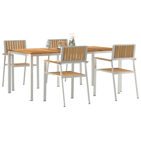 vidaXL Outdoortisch-Set 5 pcs Braun Massivholz Teak