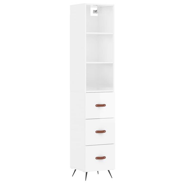 vidaXL Highboard Hochglanz-Wei&szlig; 34,5x34x180 cm Holzwerkstoff