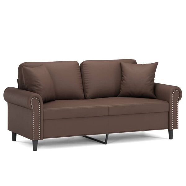 vidaXL 2-Sitzer-Sofa mit Kissen Braun 140 cm Kunstleder