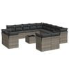 vidaXL 14-tlg. Garten-Sofagarnitur mit Kissen Grau Poly Rattan