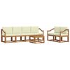 vidaXL Outdoor-Sofagarnitur 7 pcs Natur und Creme Massivholz Akazie