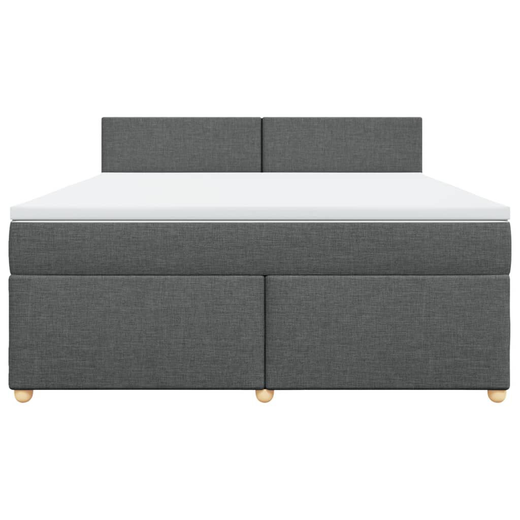 vidaXL Boxspringbett mit Matratze Dunkelgrau 180x200 cm Stoff