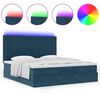 vidaXL Ottoman-Bett mit Matratzen & LEDs Dunkelblau 160x200 cm Samt
