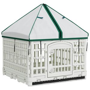 vidaXL 4-Panel-Hundeauslauf mit Dach 122 x 106,5 x 82 cm Kunststoff
