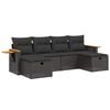 vidaXL 6-tlg. Garten-Sofagarnitur mit Kissen Schwarz Poly Rattan