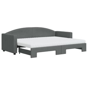 vidaXL Tagesbett Ausziehbar mit Matratzen Dunkelgrau 80x200 cm Stoff