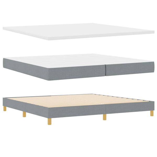 vidaXL Boxspringbett mit Matratze Hellgrau 200 x 200 cm Stoff